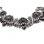 Rene Smokey Grey Art Deco Crystal Bib Necklace